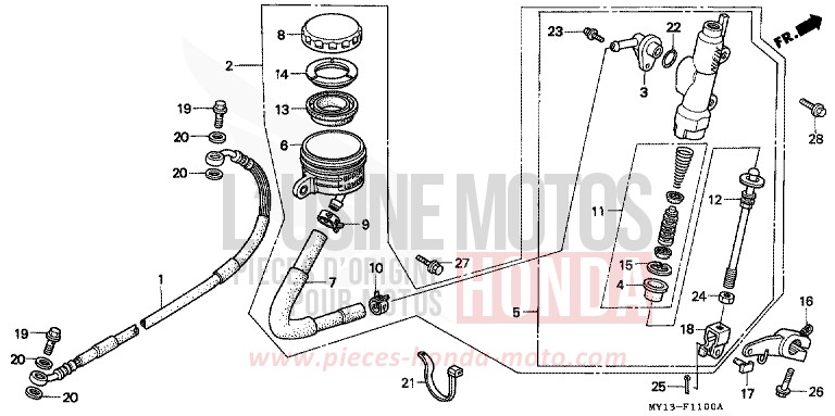 REAR BRAKE MASTER CYLINDER for Africa Twin 750 NOIR (NH1) from 1998